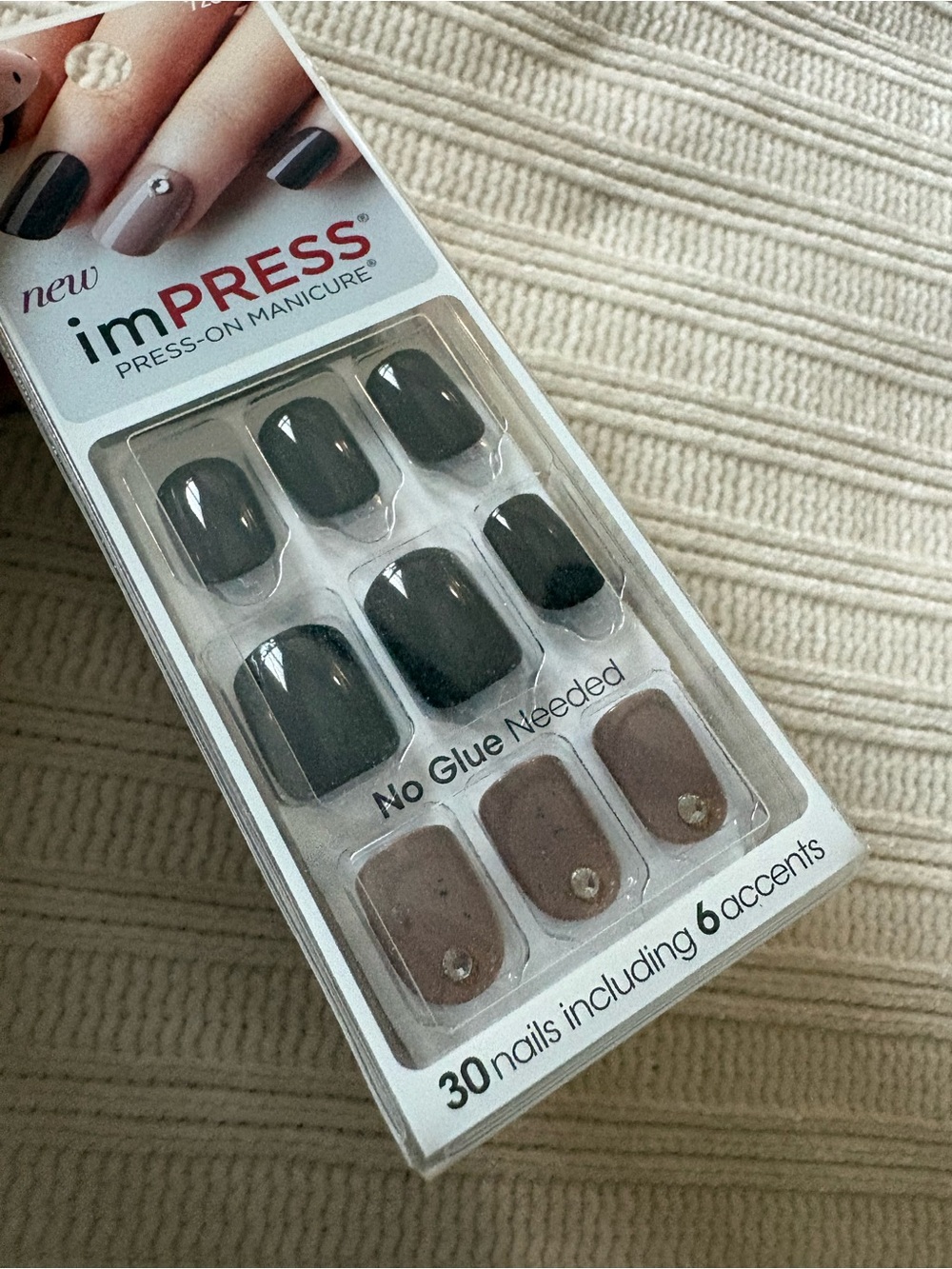 imPRESS Press-On Manicure Nails in Taupe with Accent Studs